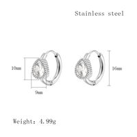 1 Pair Simple Style Geometric Plating Inlay 304 Stainless Steel Zircon 18K Gold Plated Earrings sku image 5