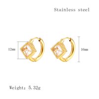 1 Pair Simple Style Geometric Plating Inlay 304 Stainless Steel Zircon 18K Gold Plated Earrings sku image 12