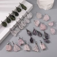 6 Pieces Natural Stone Pink Crystal Amethyst K Gold Plated Rhodium Plated Handmade Plating Pendant main image 1