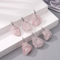 6 Pieces Natural Stone Pink Crystal Amethyst K Gold Plated Rhodium Plated Handmade Plating Pendant sku image 1