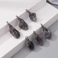 6 Pieces Natural Stone Pink Crystal Amethyst K Gold Plated Rhodium Plated Handmade Plating Pendant sku image 4