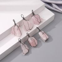 6 Pieces Natural Stone Pink Crystal Amethyst K Gold Plated Rhodium Plated Handmade Plating Pendant sku image 5