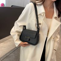 Women's Pu Leather Solid Color Classic Style Sewing Thread Square Flip Cover Shoulder Bag main image 3