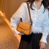 Women's Pu Leather Solid Color Classic Style Sewing Thread Square Flip Cover Shoulder Bag main image 4