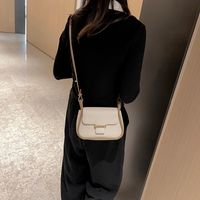 Women's Pu Leather Solid Color Classic Style Sewing Thread Square Flip Cover Shoulder Bag sku image 1