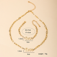 Ig Style Sweet Simple Style Love Alloy Plating Hollow Out Women's Bracelets Necklace Jewelry Set main image 2