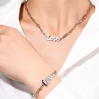 Ig Style Sweet Simple Style Love Alloy Plating Hollow Out Women's Bracelets Necklace Jewelry Set main image 4