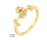 Le Cuivre Style Vintage Style Simple Placage Incruster Fleur Zircon Anneau Ouvert main image 2