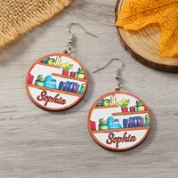 1 Pair Casual Simple Style Book Clouds Painted Wood Silver Plated Drop Earrings main image 5