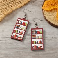 1 Pair Casual Simple Style Book Clouds Painted Wood Silver Plated Drop Earrings main image 6