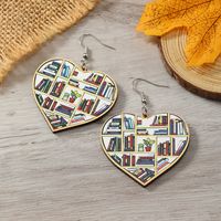 1 Pair Casual Simple Style Book Clouds Painted Wood Silver Plated Drop Earrings main image 7