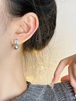 1 Pair Glam Luxurious Geometric Inlay Alloy Artificial Pearls Rhinestones Ear Studs main image 3
