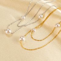Stainless Steel Simple Style Pearl Layered Necklaces main image 5
