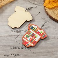 1 Pair Casual Simple Style Book Clouds Painted Wood Silver Plated Drop Earrings main image 2