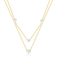 Stainless Steel Simple Style Pearl Layered Necklaces sku image 2