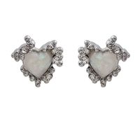 1 Pair Ig Style Simple Style Heart Shape Plating Inlay Alloy Opal Ear Studs main image 5