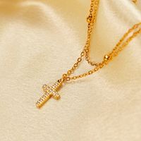 French Style Simple Style Cross Stainless Steel Layered Inlay Zircon Women's Anklet main image 4