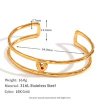 Retro Simple Style Heart Shape Stainless Steel Enamel Plating 18k Gold Plated Bangle main image 2