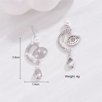 1 Pair Elegant Shiny Water Droplets Eye Plating Inlay Copper Artificial Pearls Zircon White Gold Plated Drop Earrings sku image 1