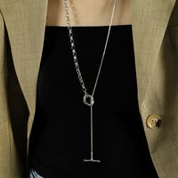 Casual Simple Style Solid Color Titanium Steel Plating Metal Button Women's Sweater Chain sku image 1