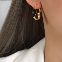 1 Pair Elegant Simple Style Geometric Enamel Plating Copper 18k Gold Plated Earrings main image 4