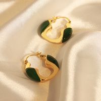 1 Pair Elegant Simple Style Geometric Enamel Plating Copper 18k Gold Plated Earrings main image 6