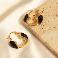 1 Pair Elegant Simple Style Geometric Enamel Plating Copper 18k Gold Plated Earrings sku image 2