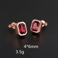 1 Pair Ig Style Simple Style Rectangle Plating Inlay Brass Zircon Rose Gold Plated White Gold Plated Ear Studs main image 2