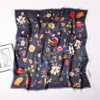 Women's Elegant Flower Satin Printing Silk Scarf sku image 2