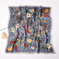 Women's Elegant Flower Satin Printing Silk Scarf sku image 1