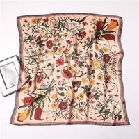 Women's Elegant Flower Satin Printing Silk Scarf sku image 4
