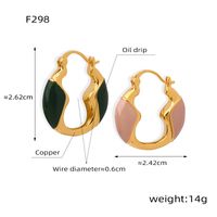 1 Pair Elegant Simple Style Geometric Enamel Plating Copper 18k Gold Plated Earrings main image 2