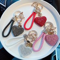 Simple Style Heart Shape Alloy Inlay Rhinestones Women's Keychain main image 1