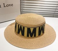 Women's Basic Simple Style Letter Big Eaves Straw Hat main image 2