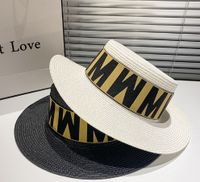 Women's Basic Simple Style Letter Big Eaves Straw Hat main image 1