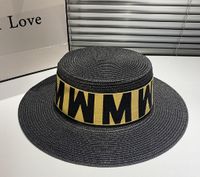 Women's Basic Simple Style Letter Big Eaves Straw Hat main image 3