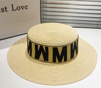 Women's Basic Simple Style Letter Big Eaves Straw Hat main image 4