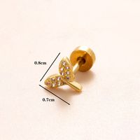 1 Piece Classic Style Insect Flower Polishing Plating Inlay Stainless Steel Copper Zircon 18k Gold Plated Ear Studs sku image 10