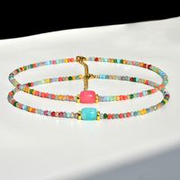 Stainless Steel Artificial Crystal Gold Plated Casual Vacation Beaded Handmade Plating Colorful Necklace main image 3