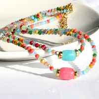 Stainless Steel Artificial Crystal Gold Plated Casual Vacation Beaded Handmade Plating Colorful Necklace main image 5