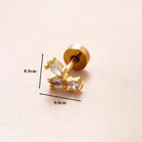 1 Piece Classic Style Insect Flower Polishing Plating Inlay Stainless Steel Copper Zircon 18k Gold Plated Ear Studs sku image 16
