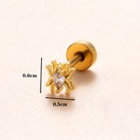 1 Piece Classic Style Insect Flower Polishing Plating Inlay Stainless Steel Copper Zircon 18k Gold Plated Ear Studs sku image 11