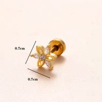 1 Piece Classic Style Insect Flower Polishing Plating Inlay Stainless Steel Copper Zircon 18k Gold Plated Ear Studs sku image 18