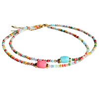 Stainless Steel Artificial Crystal Gold Plated Casual Vacation Beaded Handmade Plating Colorful Necklace main image 7