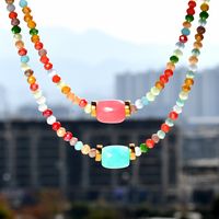 Stainless Steel Artificial Crystal Gold Plated Casual Vacation Beaded Handmade Plating Colorful Necklace main image 4