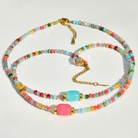 Stainless Steel Artificial Crystal Gold Plated Casual Vacation Beaded Handmade Plating Colorful Necklace main image 6