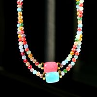 Stainless Steel Artificial Crystal Gold Plated Casual Vacation Beaded Handmade Plating Colorful Necklace main image 1