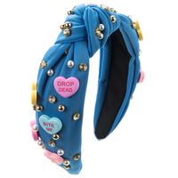 Women's Sweet Letter Heart Shape Cloth Inlay Artificial Pearls Rhinestones Hair Band sku image 1