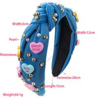 Women's Sweet Letter Heart Shape Cloth Inlay Artificial Pearls Rhinestones Hair Band main image 2