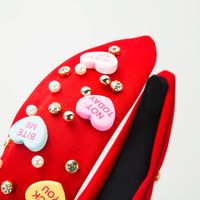 Women's Sweet Letter Heart Shape Cloth Inlay Artificial Pearls Rhinestones Hair Band main image 4